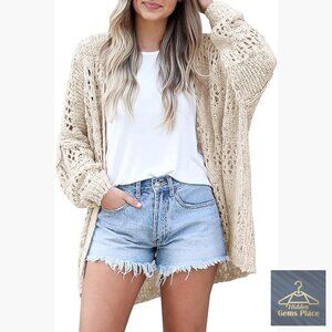 Oversized Crochet Cardigan Kimono Long Sleeve Lightweight Knit Sweater